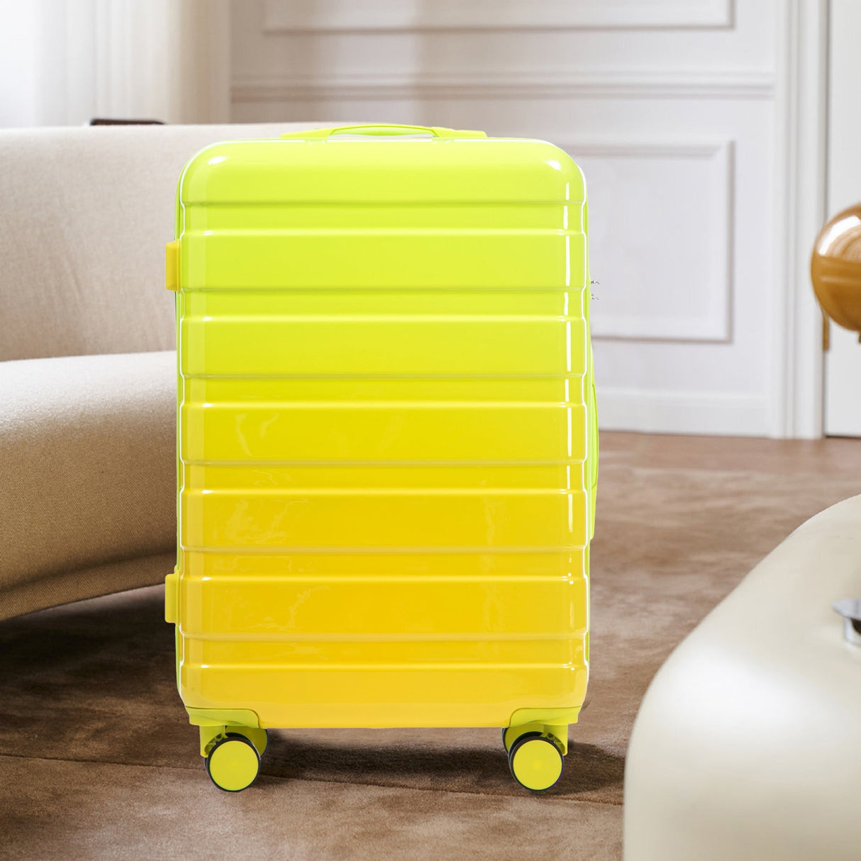 20'/24'/28' 3-Piece PC Spinner Wheel Luggage Set (Yellow+Green)