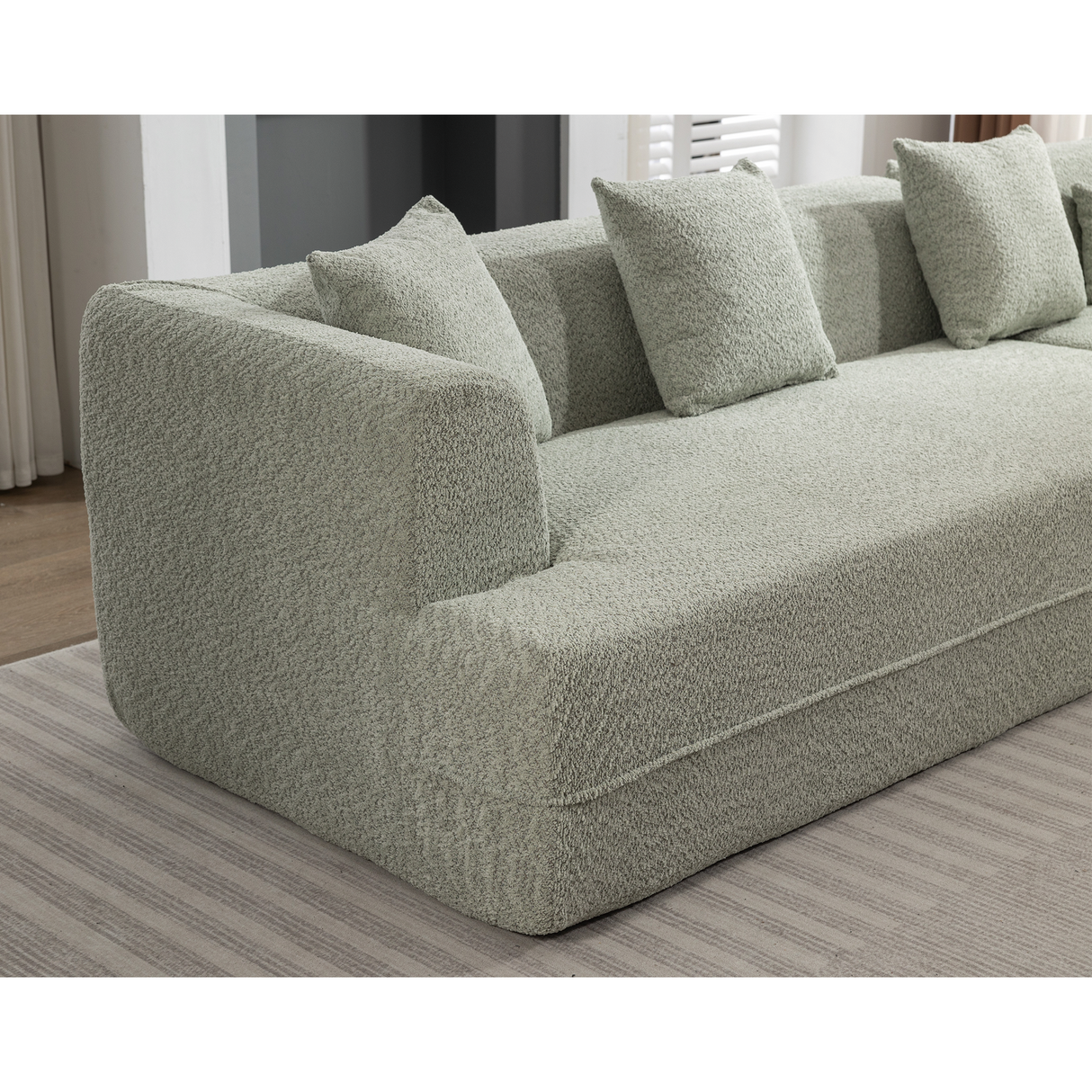 Modular Sofa Modern Minimalist Style Green Upholstered
