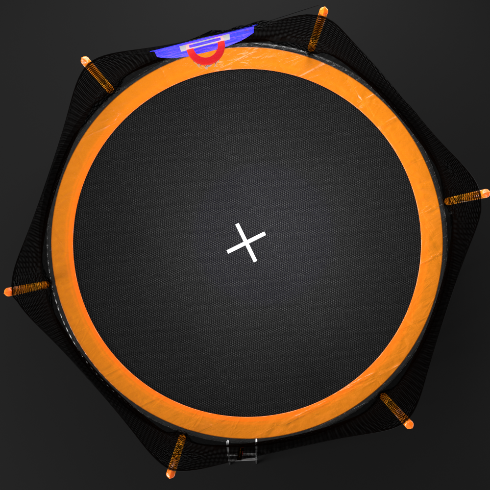 14ft powder-coated advanced trampoline with basketball hoop inflator and ladder(outer safety enclosure) orange