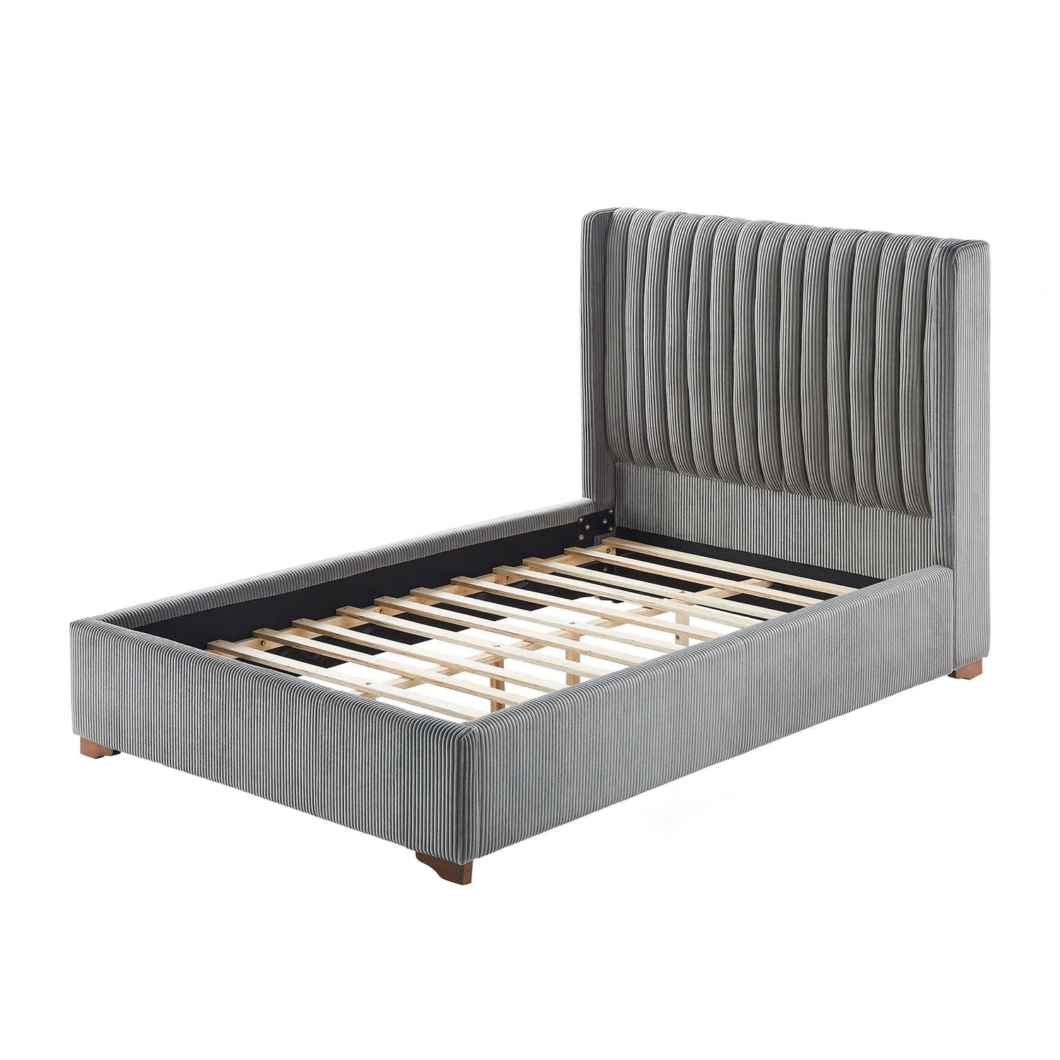 Corduroy Upholstered Wingback Bed Frame, No Box Spring