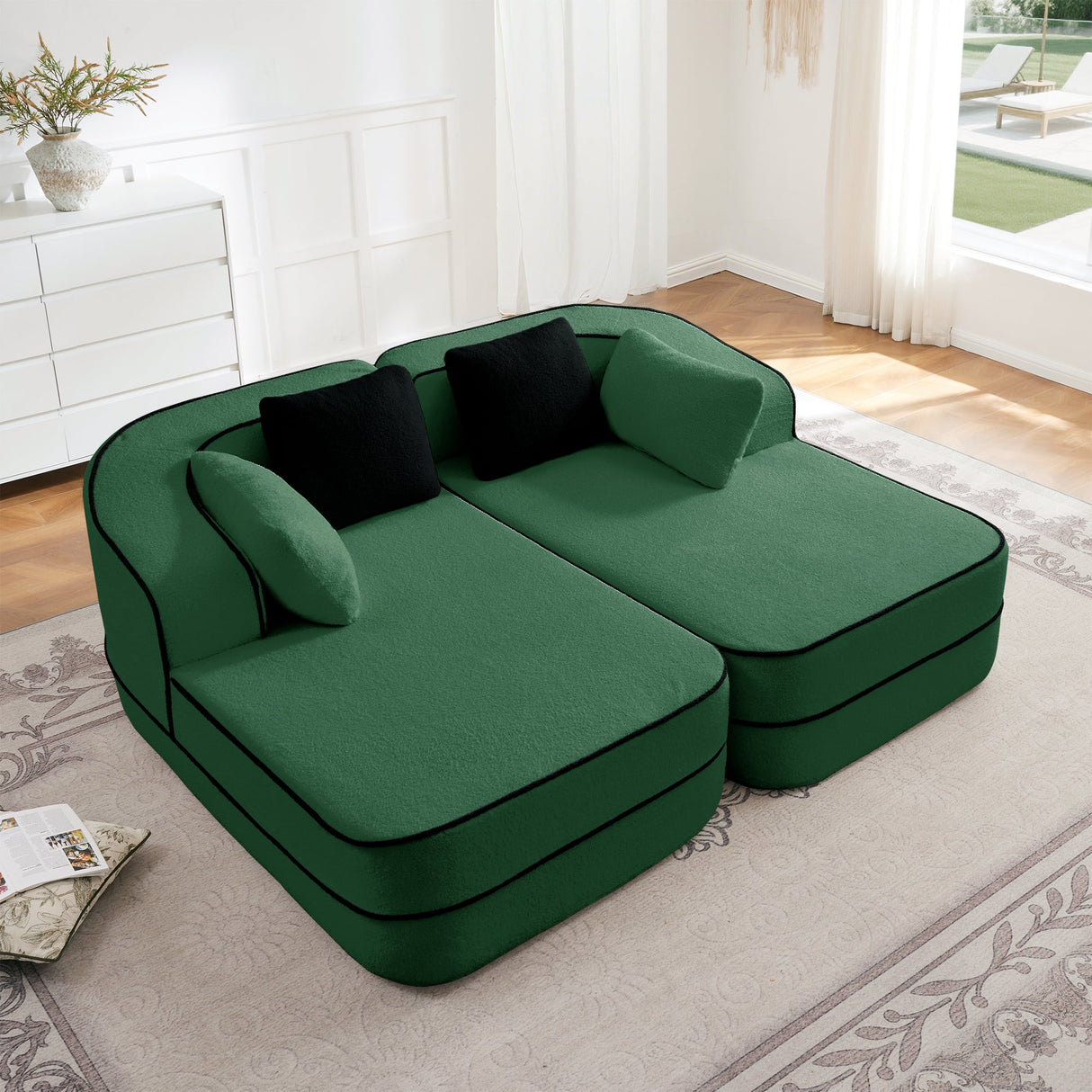 77.2" Teddy Fabric Modular Sofa