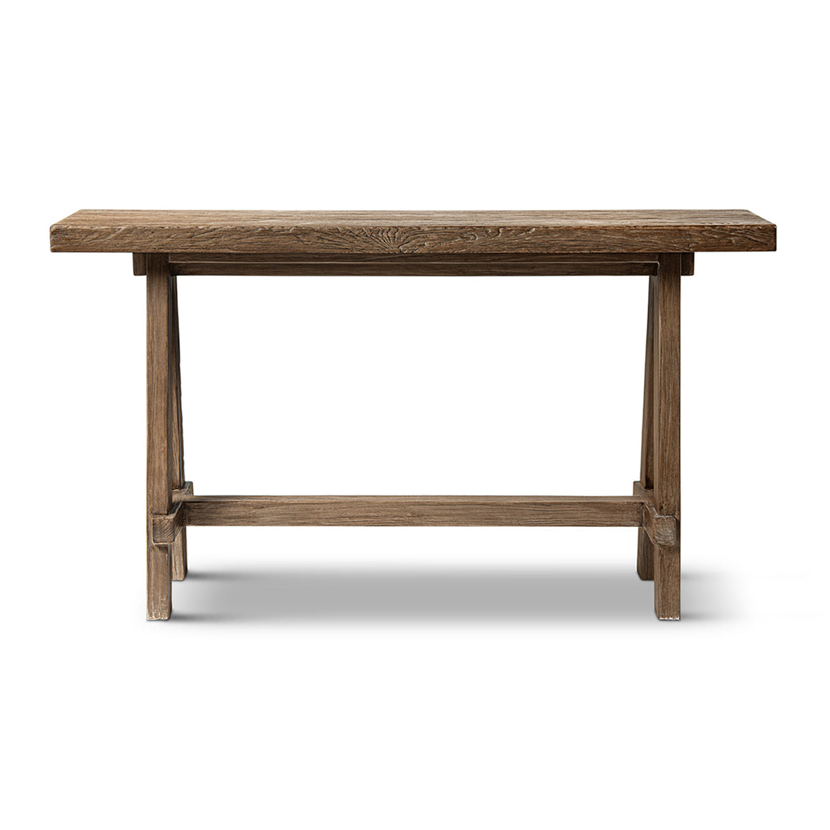 Hawthorne 60' Solid Reclaimed Elm Trestle Console Table, Heritage Medium-Dark Brown