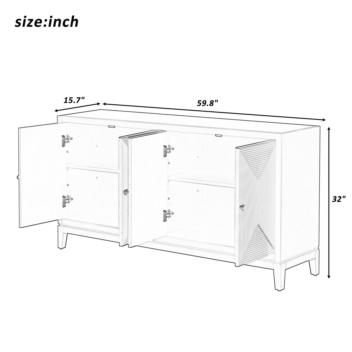 U-Style Storage Cabinet Sideboard Buffet