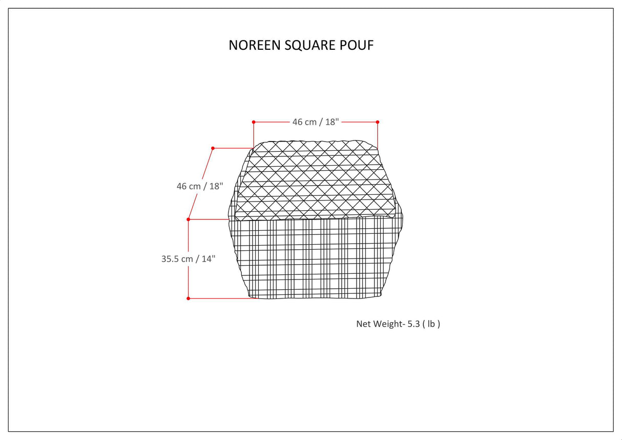 Noreen Square Pouf Light Blue White