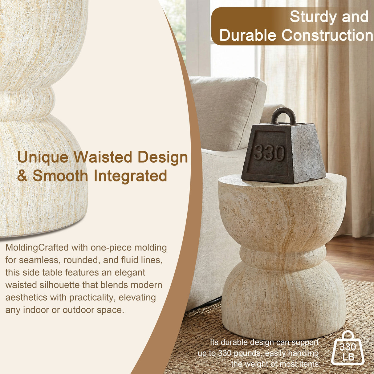 U_Style Outdoor Concrete Side Table