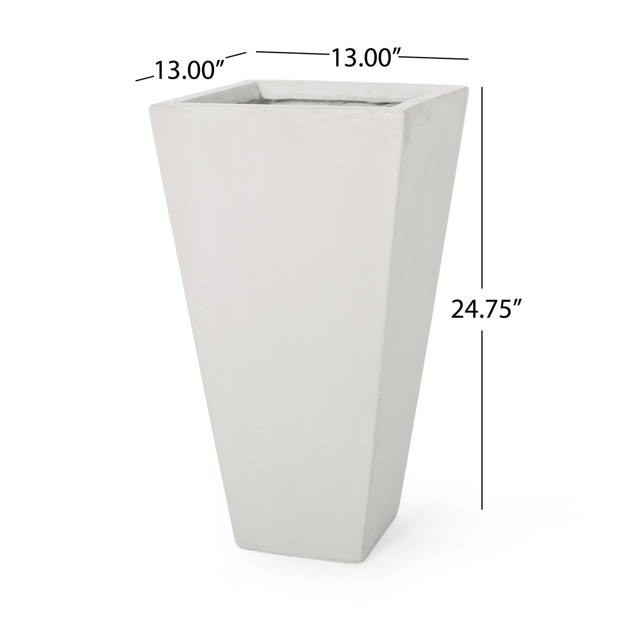 13" Outdoor Modern MGO Small Cast Stone Planter Matte White
