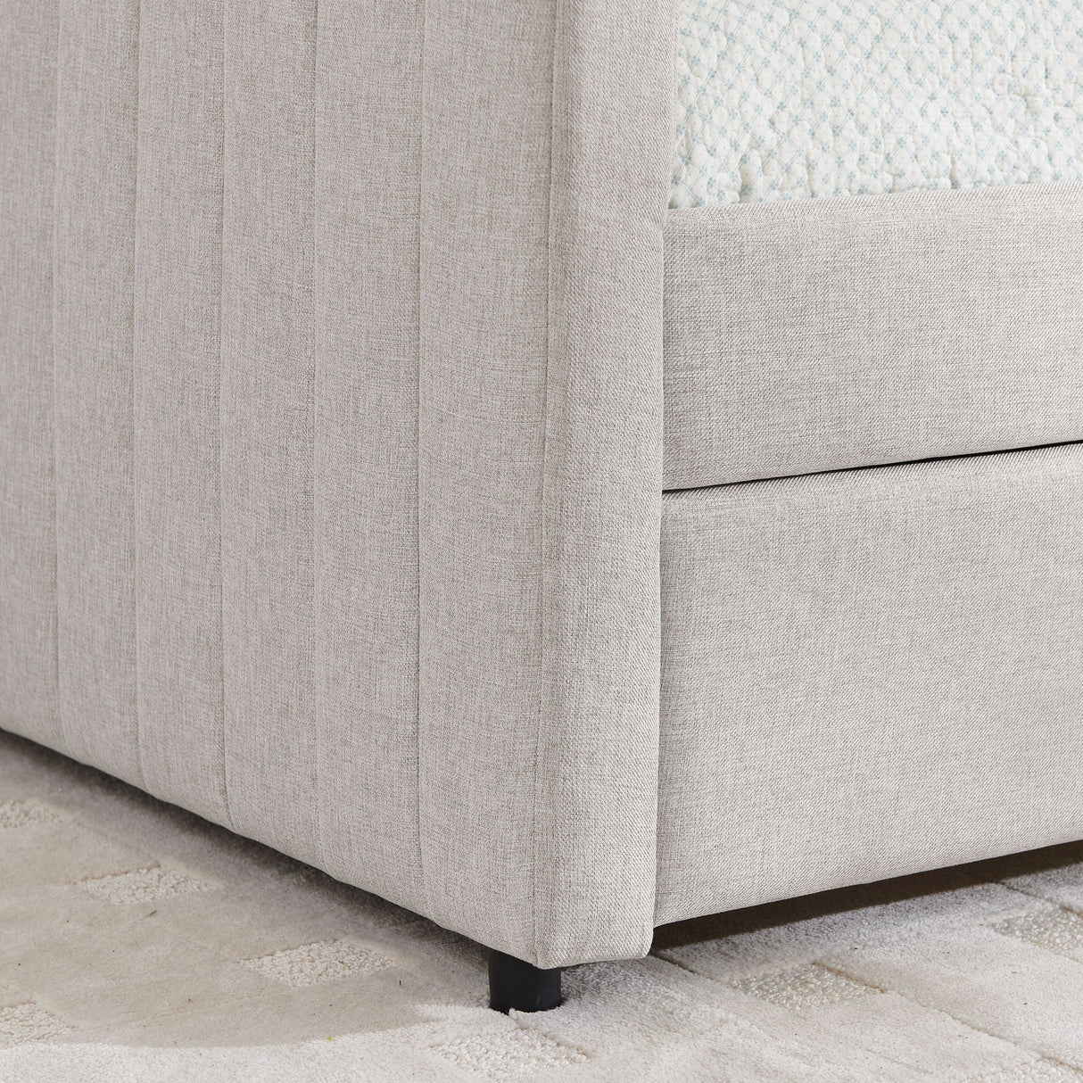 Upholstered Daybed With Trundle With Vertical Stripes