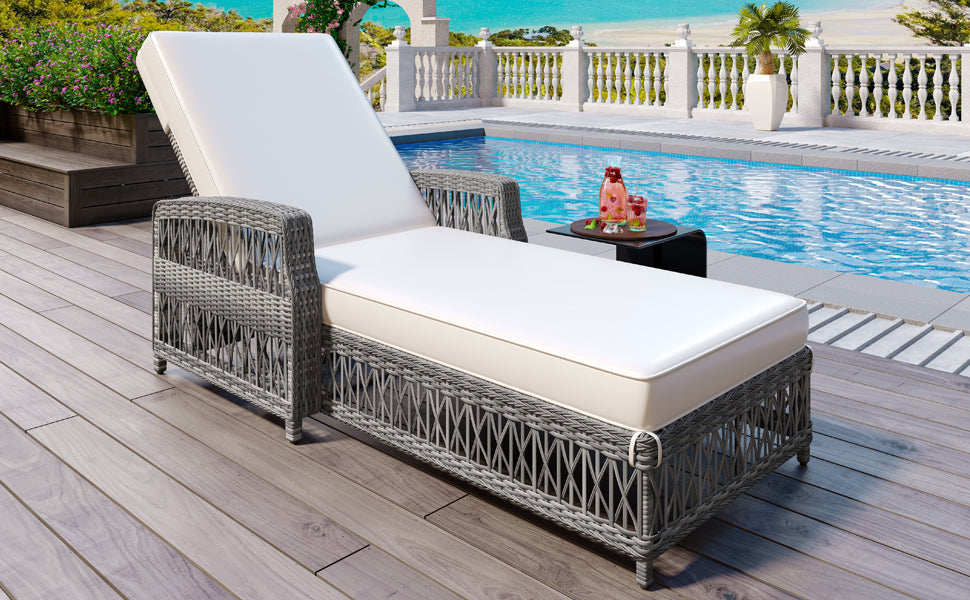 GO Outdoor Long Reclining Chaise with Cushions