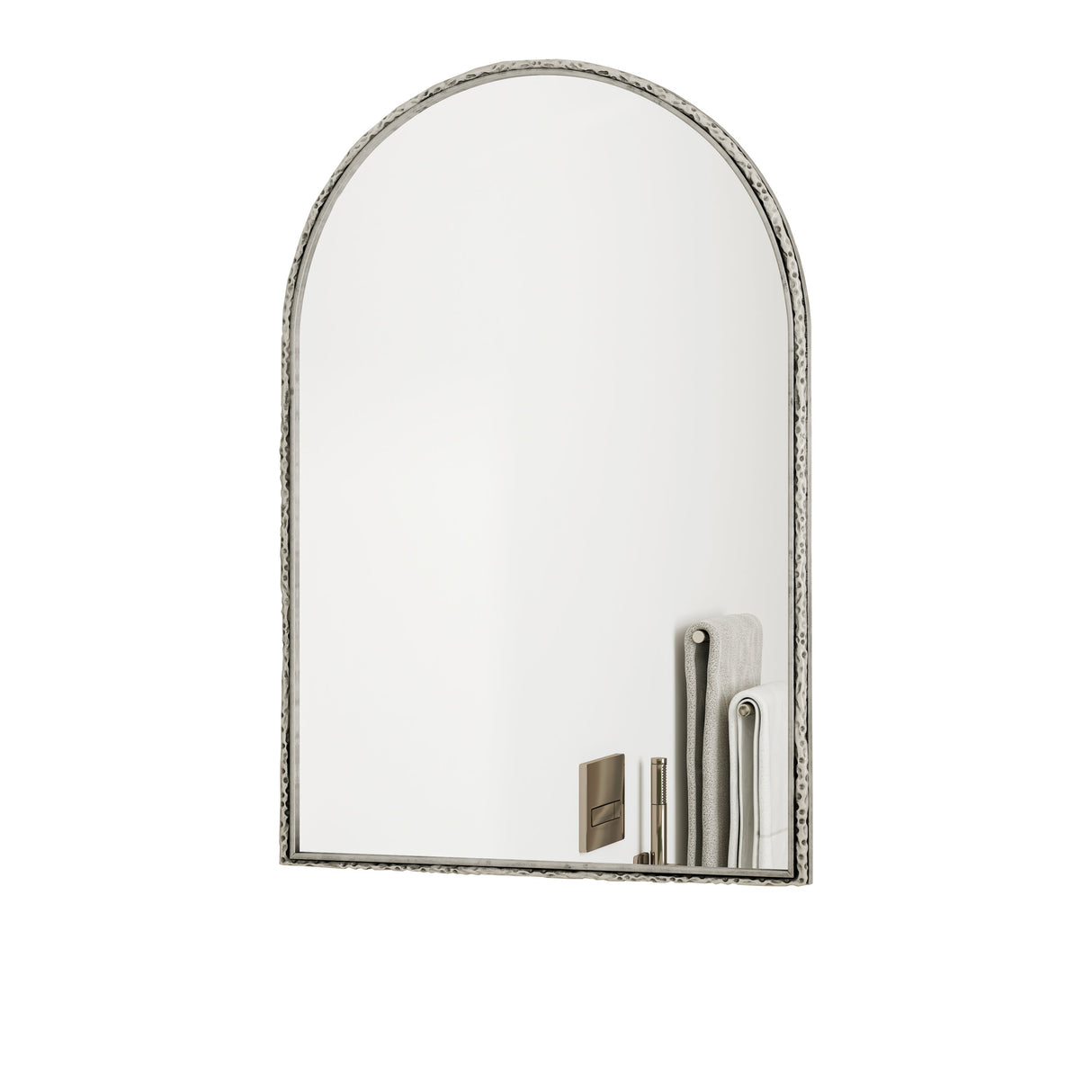 Arched Silver Wall Mirror with Tempered Glass Metal Frame