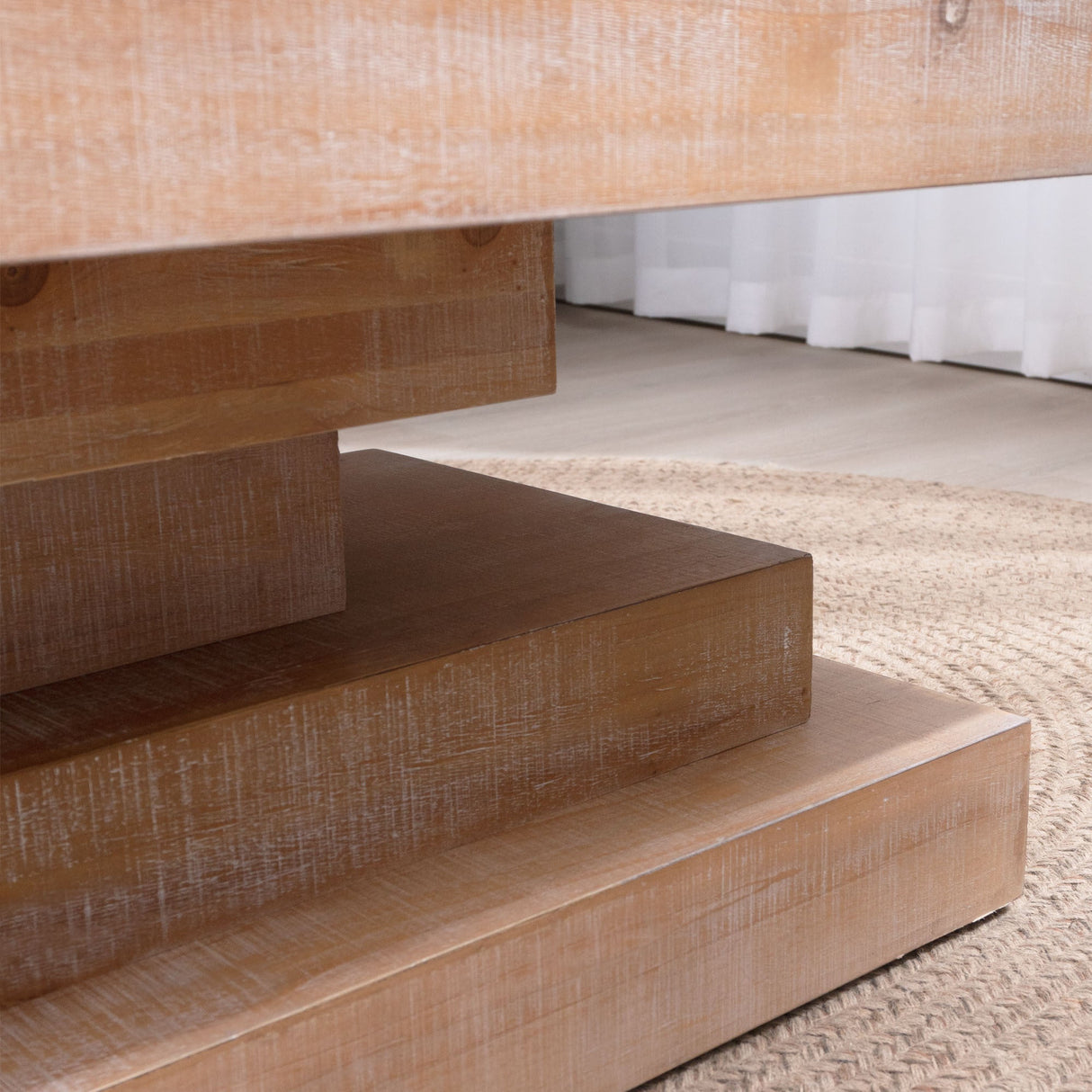 Modern Rustic Coffee Table – Rectangular Wood Center Table for Living Room