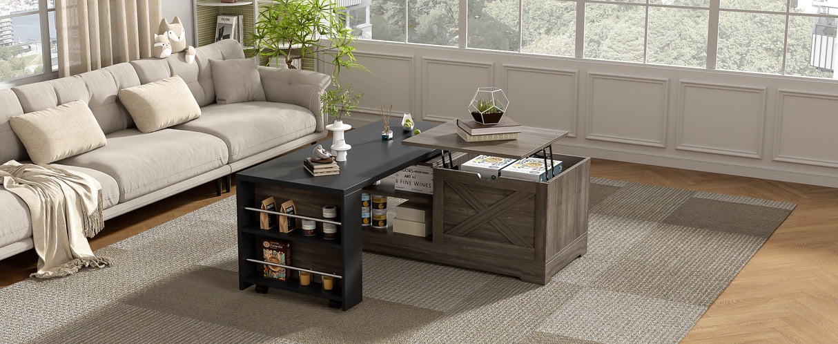 Farmhouse Lift Top Coffee Table With Barn Doors