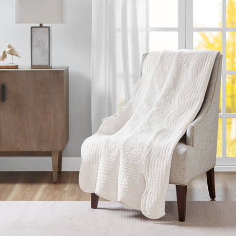 Oversized-Quilted-Throw-with-Scalloped-Edges-White-60x72'-Quilts-&-Comforters