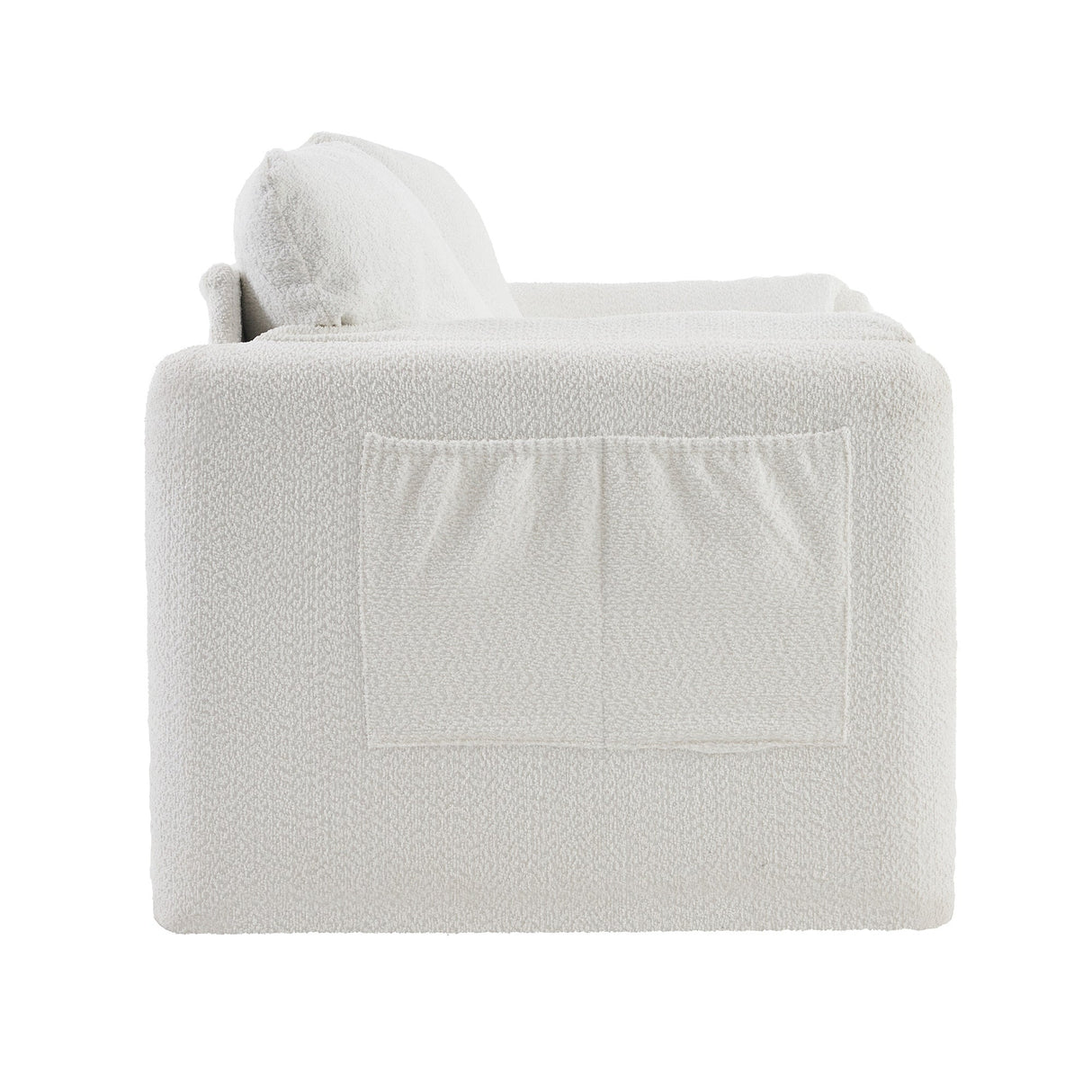 Modern Loveseat Sofa 2-Seater - Plush Chenille Fabric Ivory White