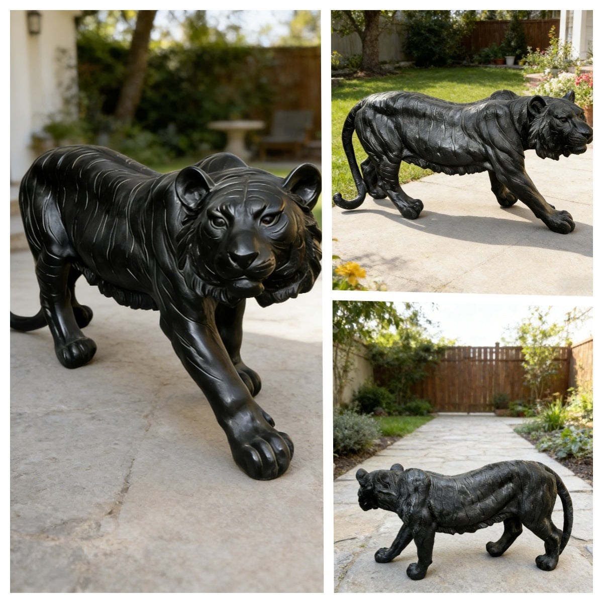 15.75' H x 33.46' L x 7.87' W Simulated Black Tiger Resin Garden Statue