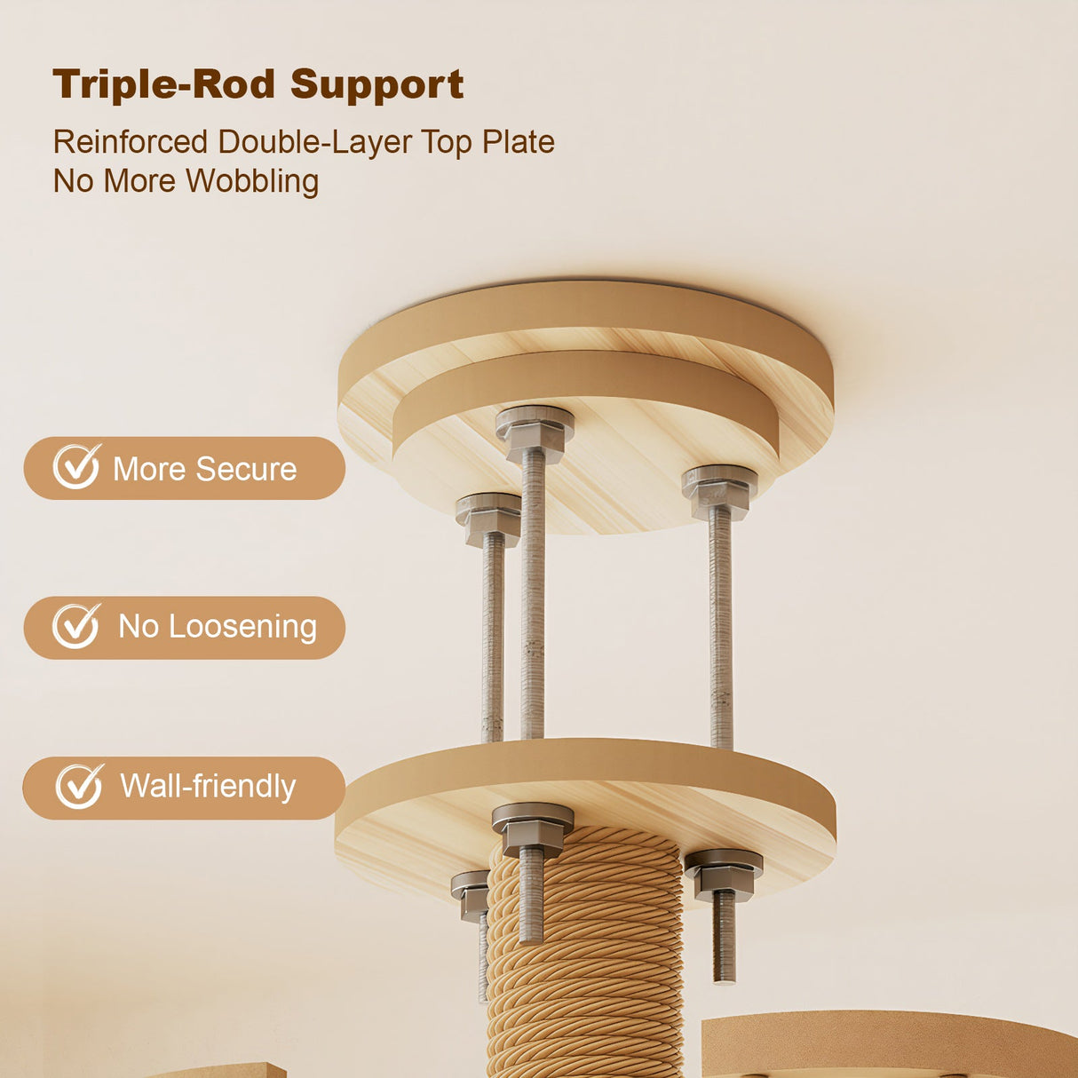 Floor to Ceiling Cat Tree with Adjustable Height and Condo Cave Bed