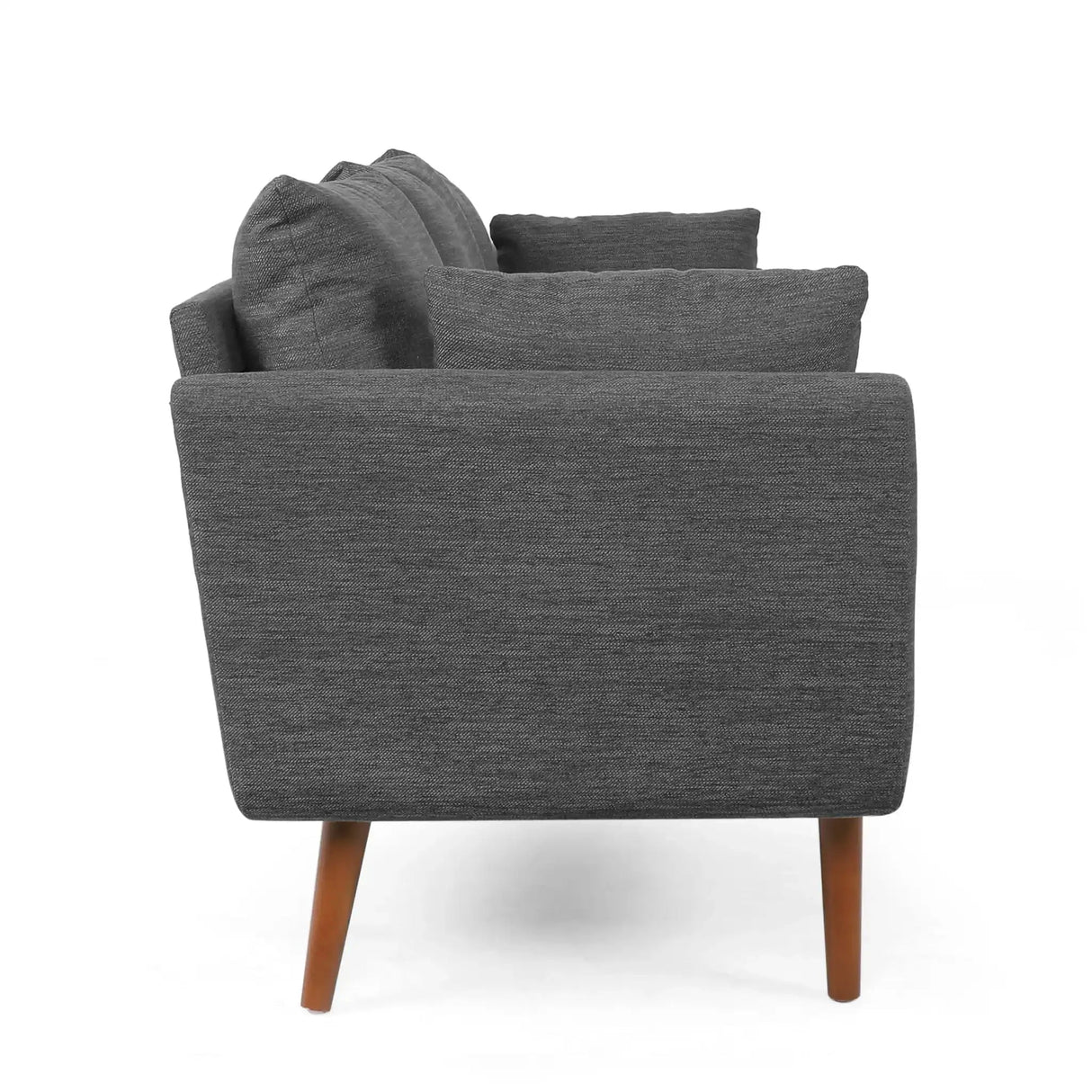 Diaphanous - Upholstered 3 Seater Sofa With 2 Accent Pillows And Wood Legs