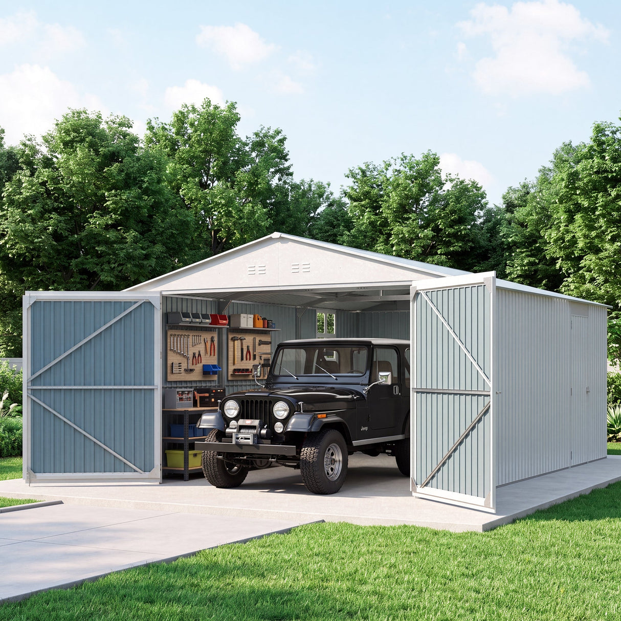 Outdoor Storage Shed 20x13 FT - Metal Garden Utility Shed