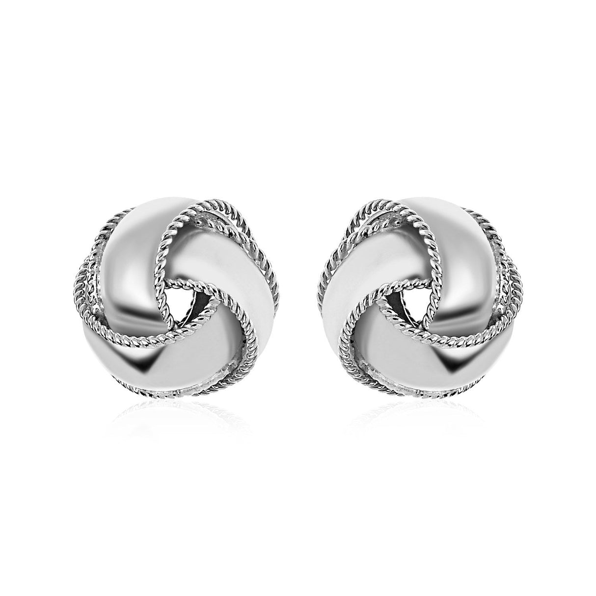 Textured and Polished Love Knot Earrings in Sterling Silver