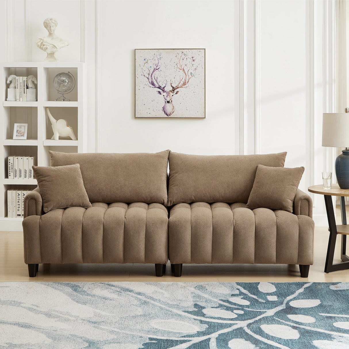 83'' Futon Sofa Bed with Adjustable Backrest and 2 Pillows