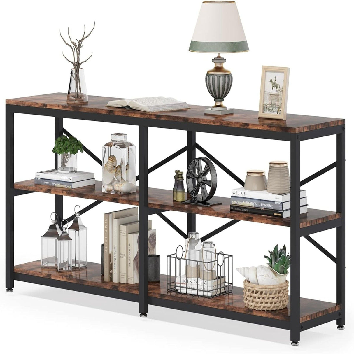 Console Table With X Back Design, Extra Long Storage