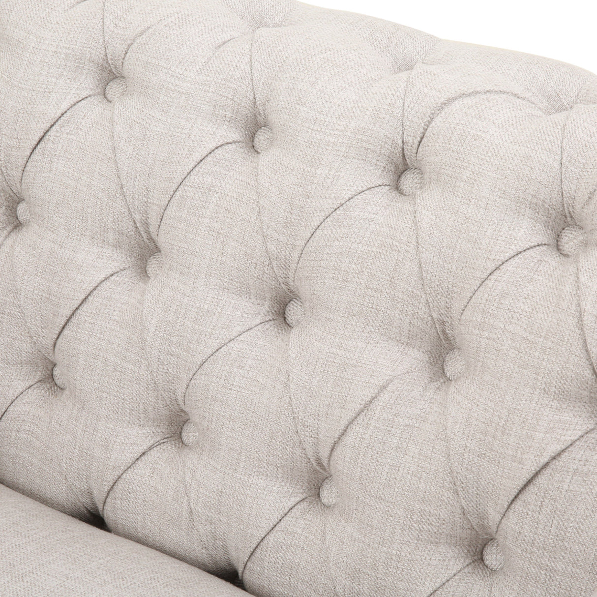 Chesterfield Club Chair Velvet Fabric Beige with Birch Wood Legs