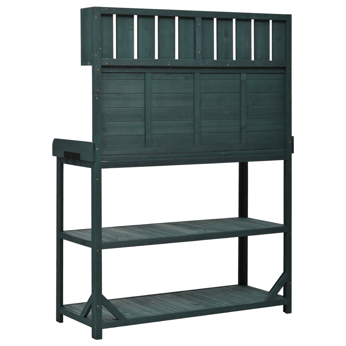 TOPMAX 65' Large Wooden Farmhouse Rustic Outdoor Potting Bench Table