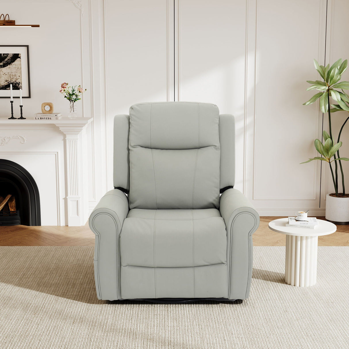 Manual Recliner Chair with 270-Degree Swivel, Massage, Heating, and Dual Reclining Positions
