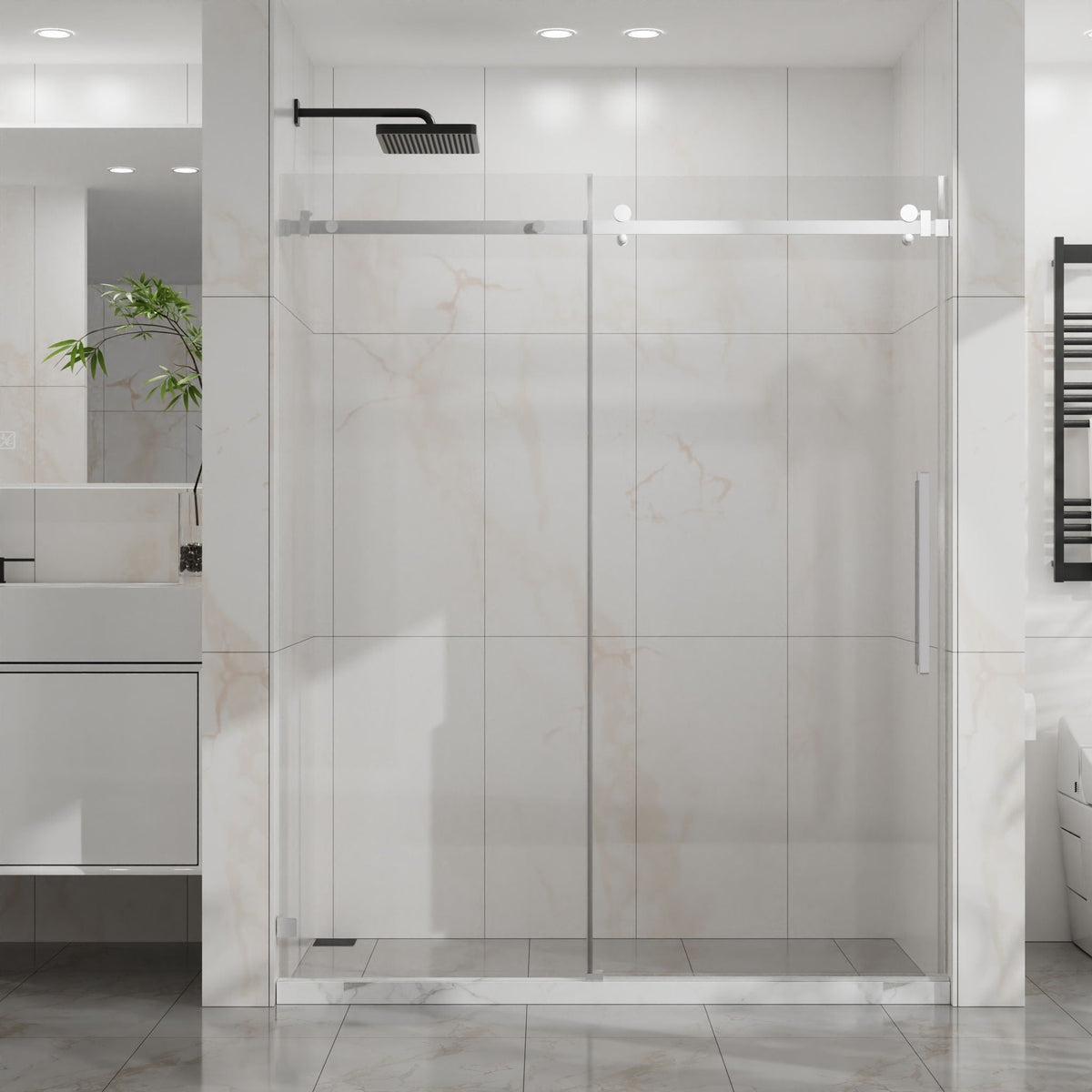 Frameless Tub Sliding Shower Door With Easy Clean Coating