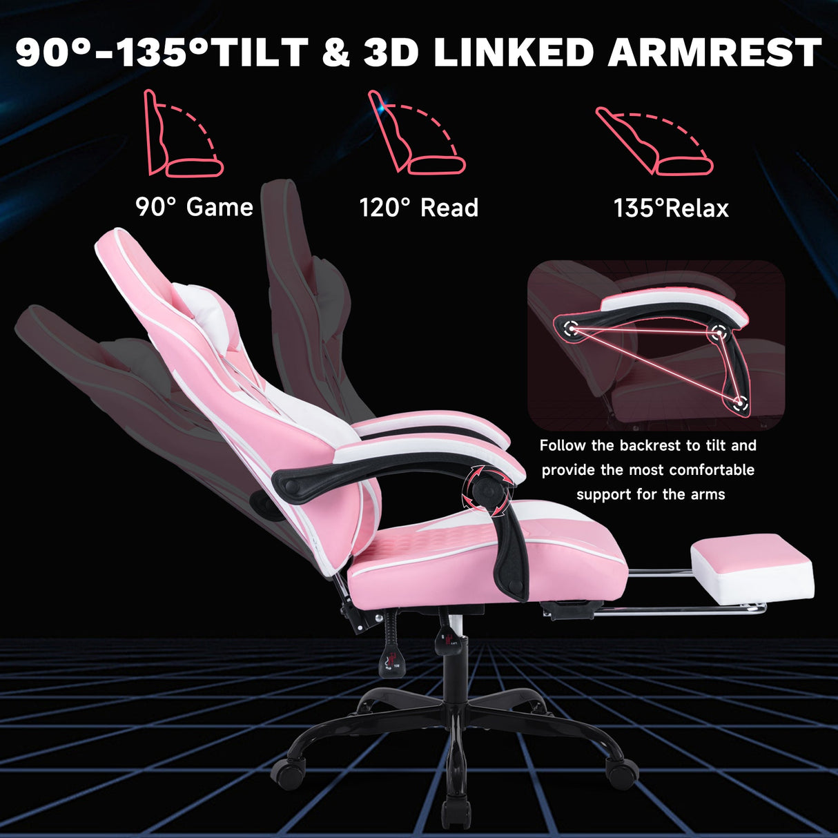 Ergonomic Video Gamer Chair with Massage Lumbar Support