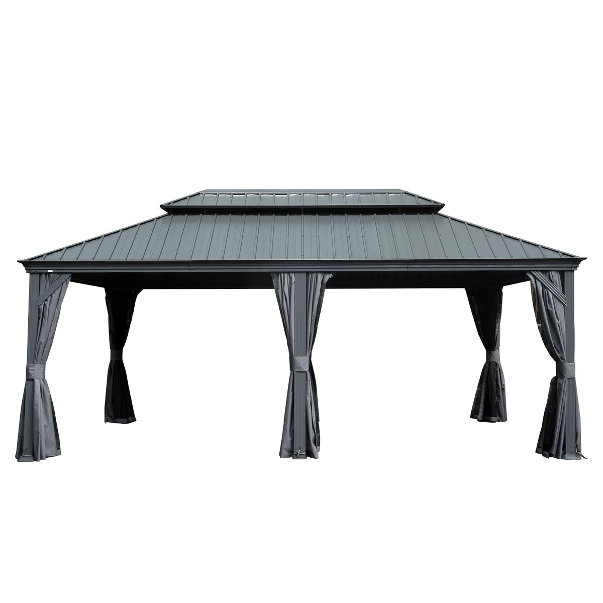 12' x 18' Hardtop Metal Gazebo with Double Roof Canopy