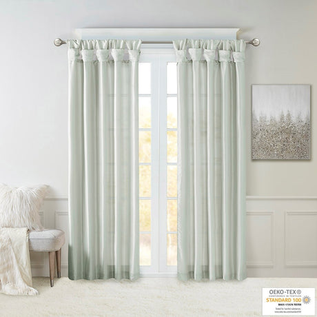 Twist Tab Lined Window Curtain Panel Dusty Aqua 50x84"