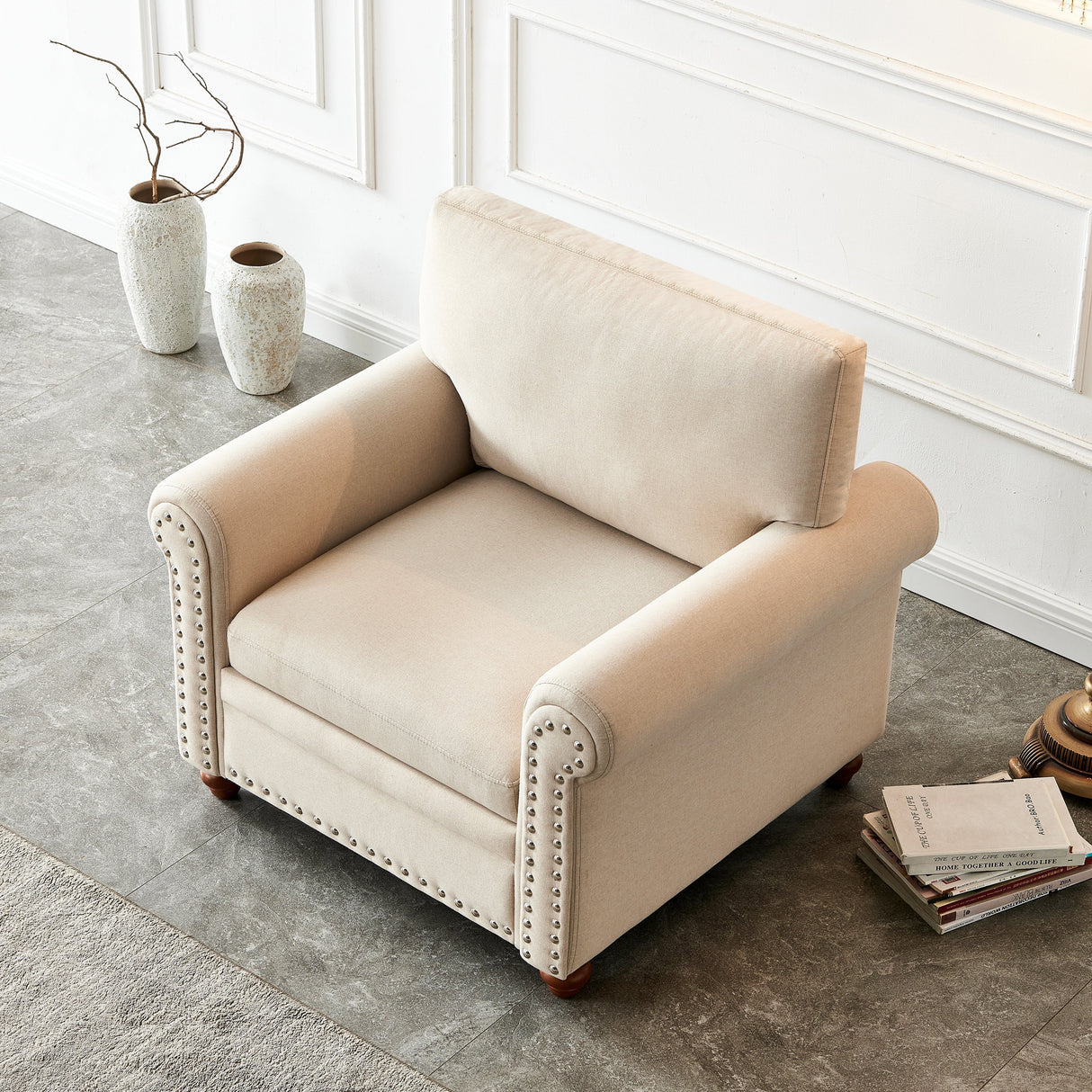 Living Room Sofa Single Seat Chair Beige