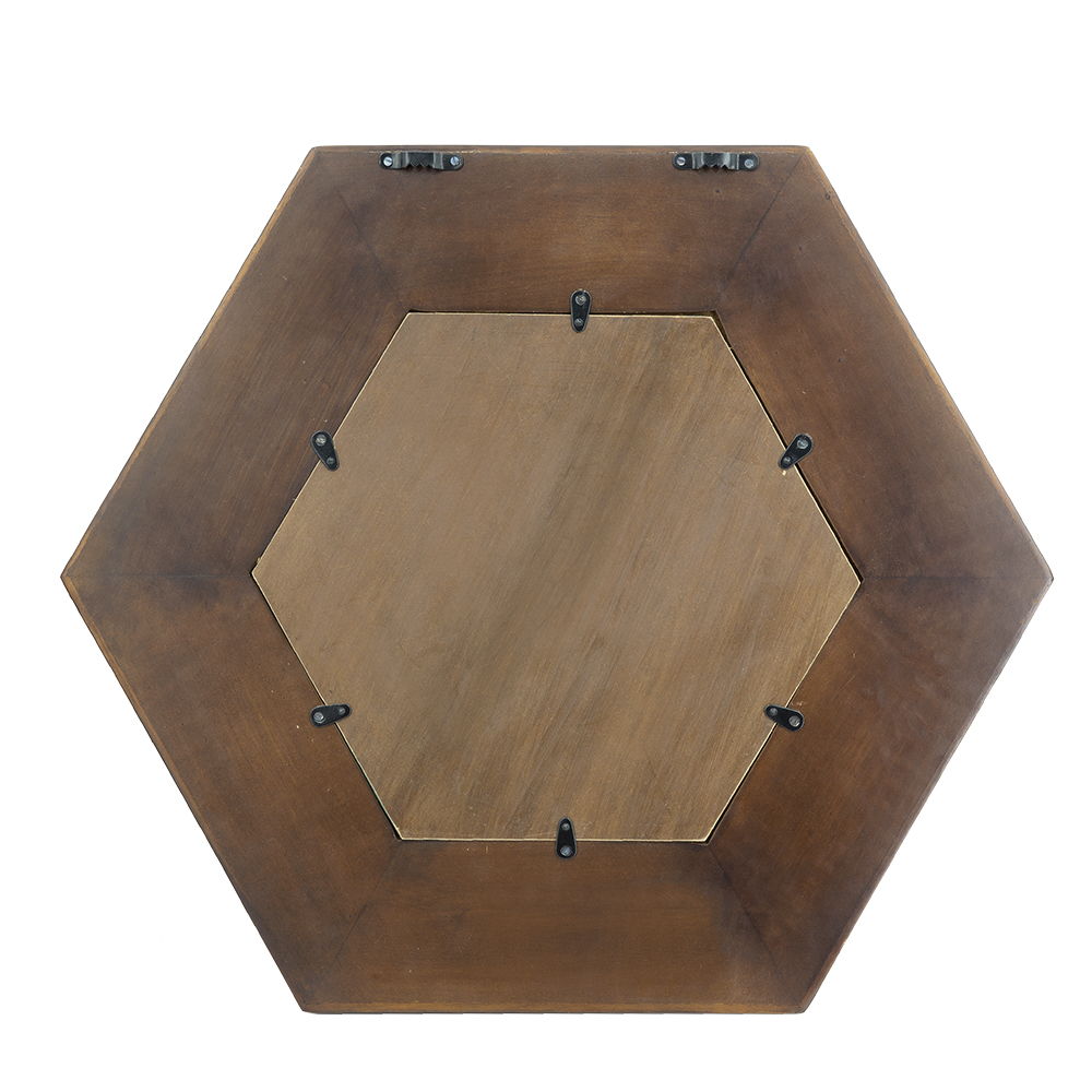 Hexagon Mirror With Natural Wood Frame