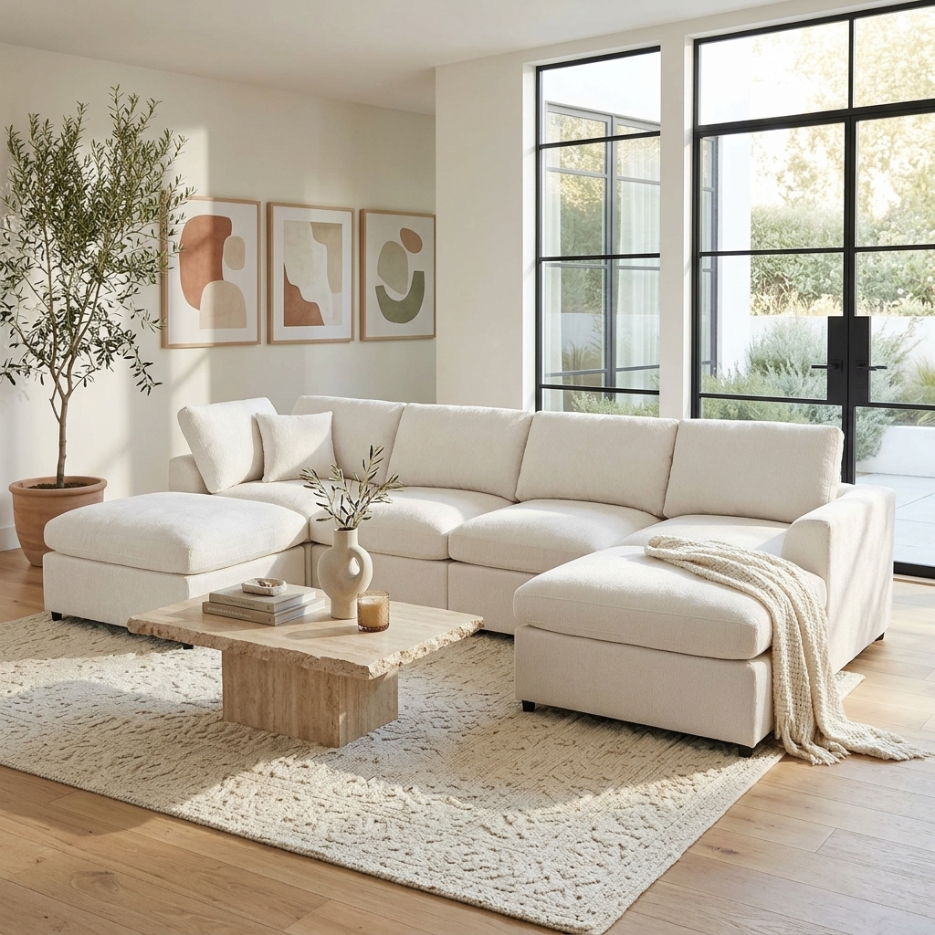 U-Style 130.3" 6-Seater Modular Sectional Sofa