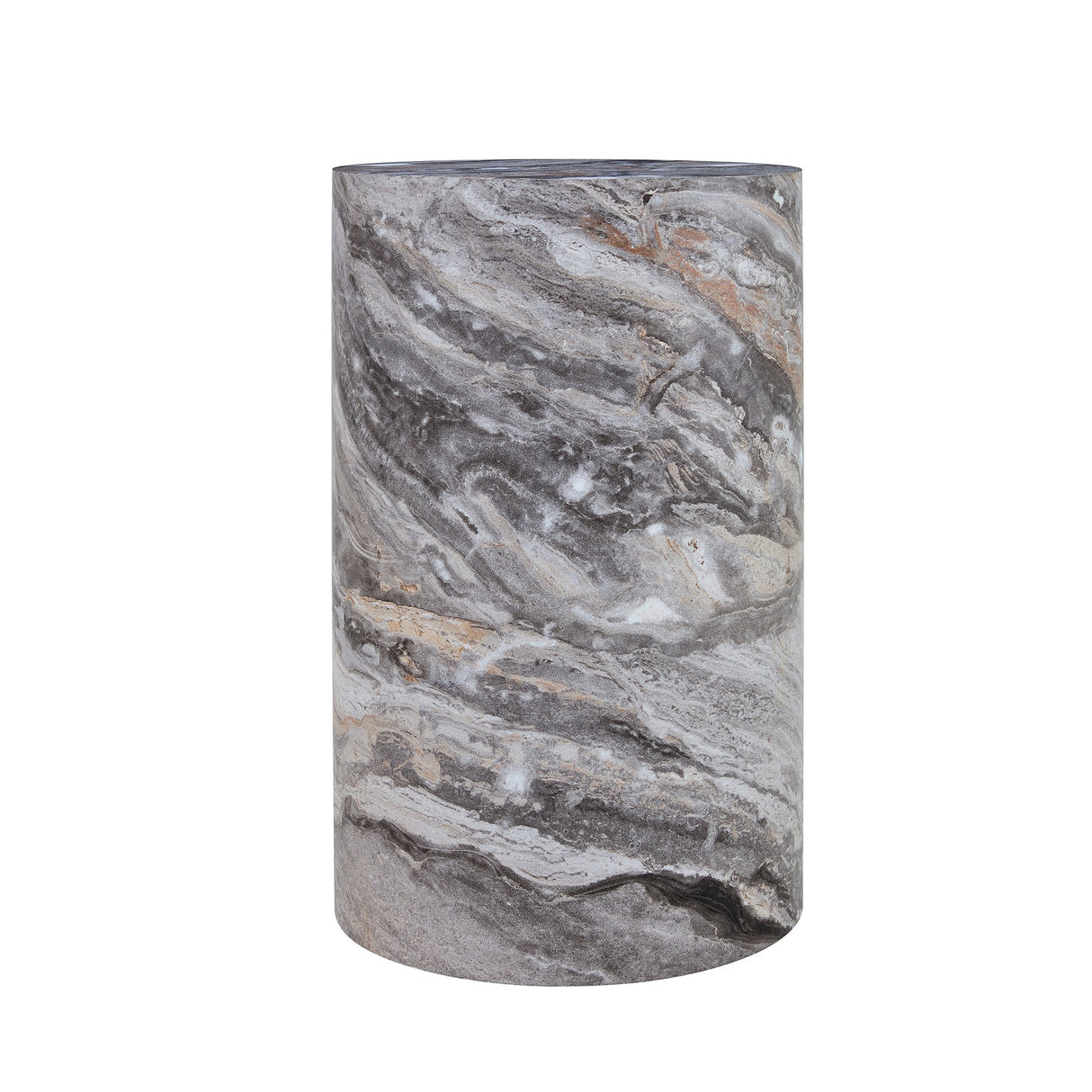 Simple Grey Marble Textured Cylindrical Coffee Table