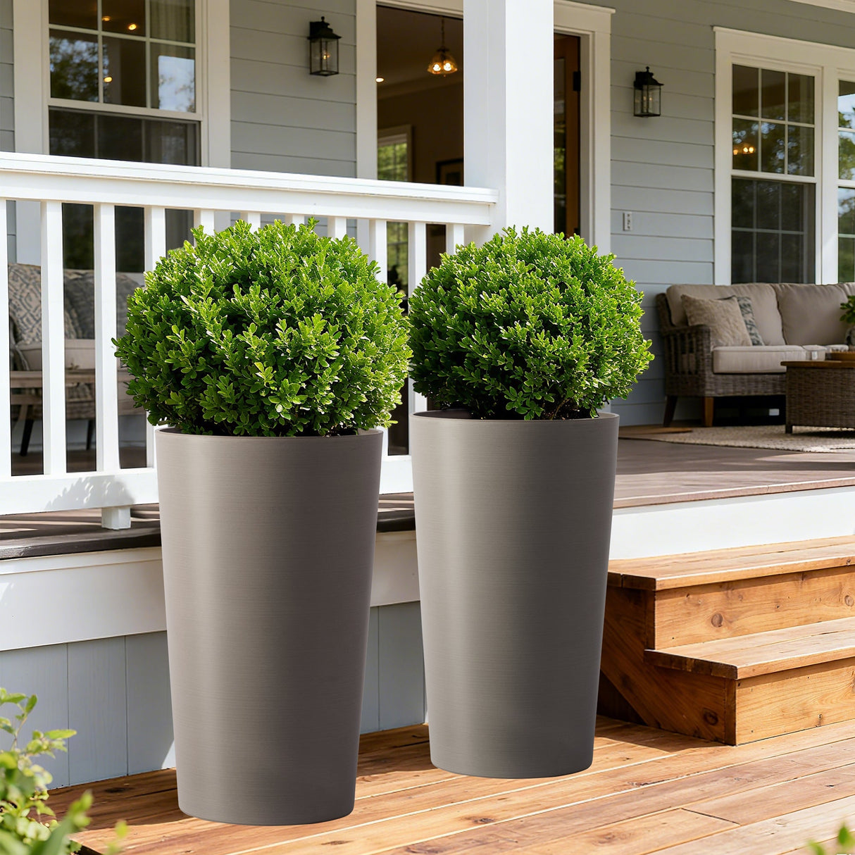 2 Pack Tall 21.7 in Modern Brown Planters for Indoor & Outdoor