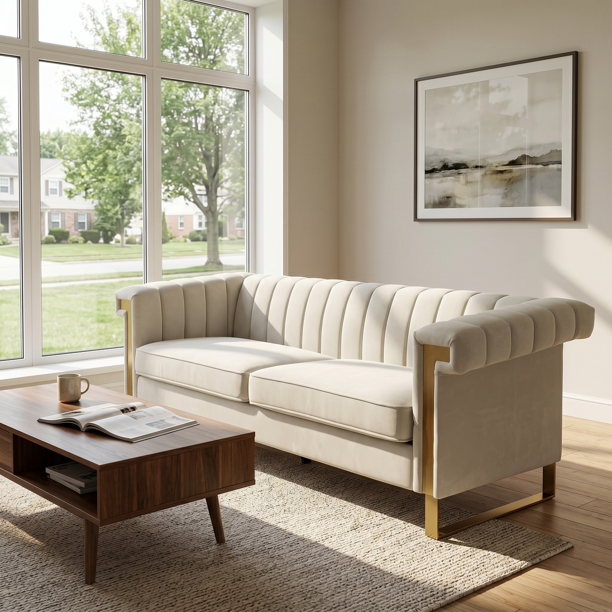 FX-P81B-CW Velvet Sofa