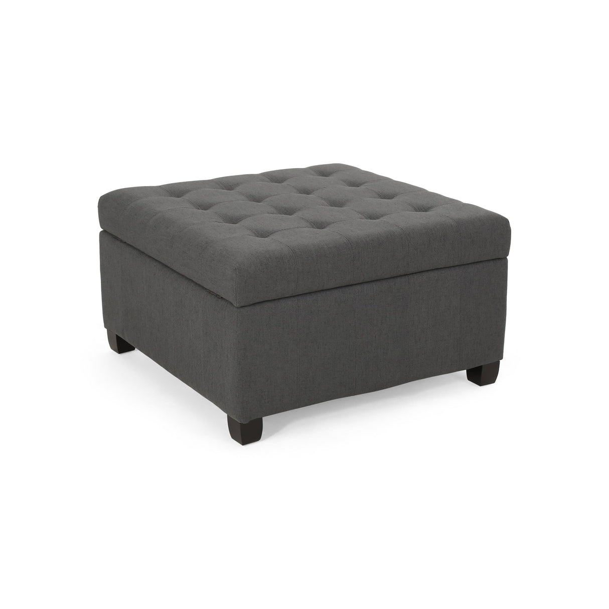Upholstered Tufted Fabric Storage Ottoman