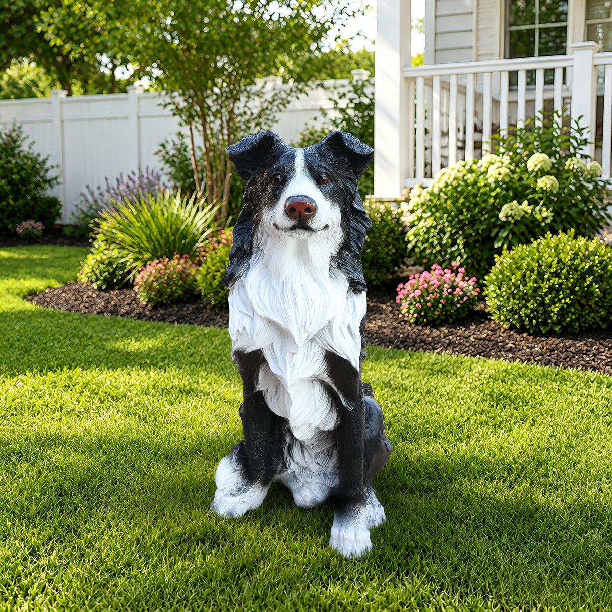 Outdoor Garden Border Collie Dog Statue Greeter