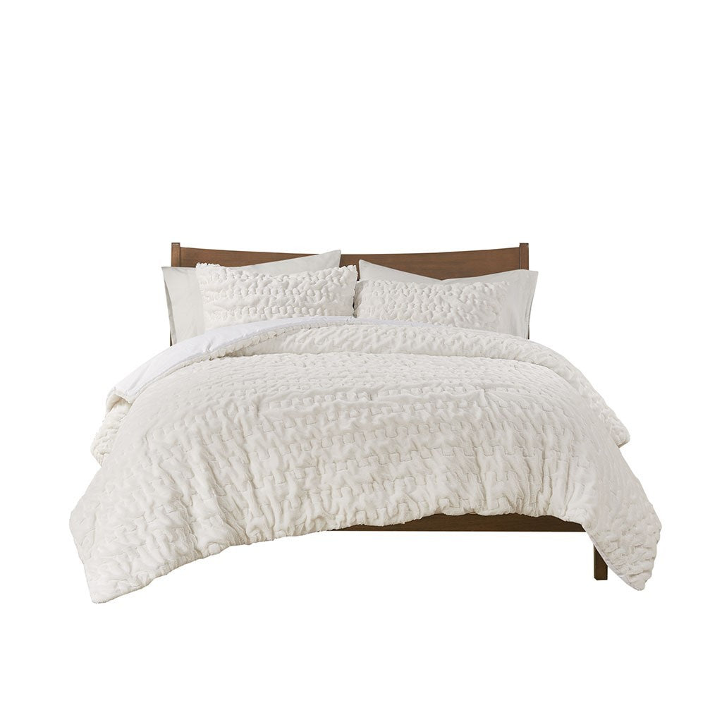 King/Cal King Ruched Fur Down Alternative Comforter Set