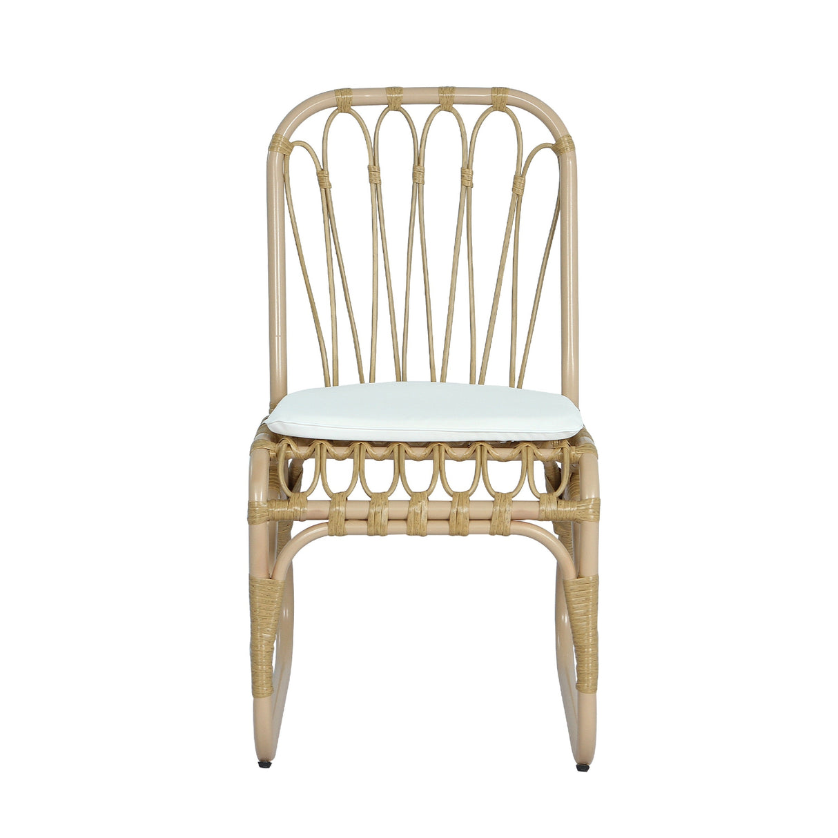 7-Piece Outdoor Dining Set for 6 with Acacia Wood Top & Rattan Chairs