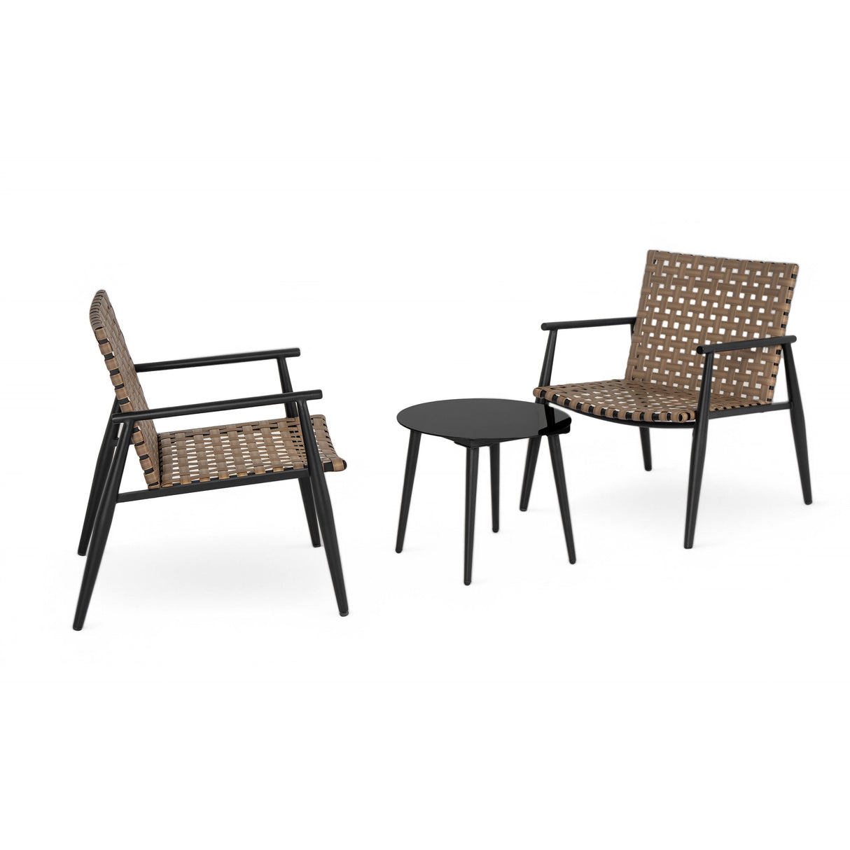 Modern Outdoor Chat Set: 2 Rattan Chairs with Side Table