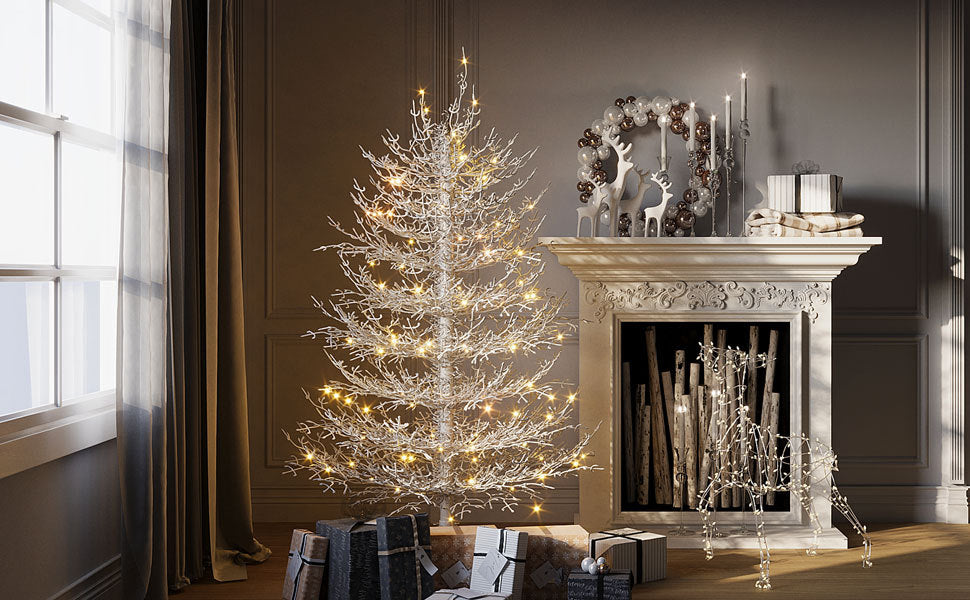 4FT Pre-lit Aspen Fir Artificial Christmas Tree with 230 Warm White LED Lights