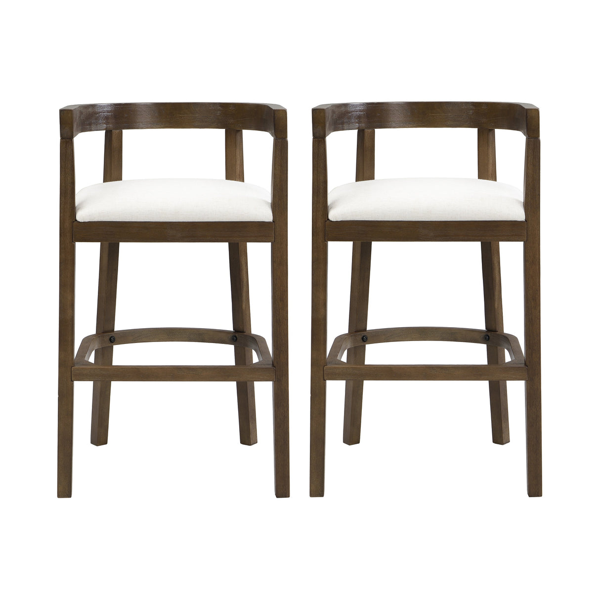 Modern Rubberwood Bar Stool Set with Upholstered Seats