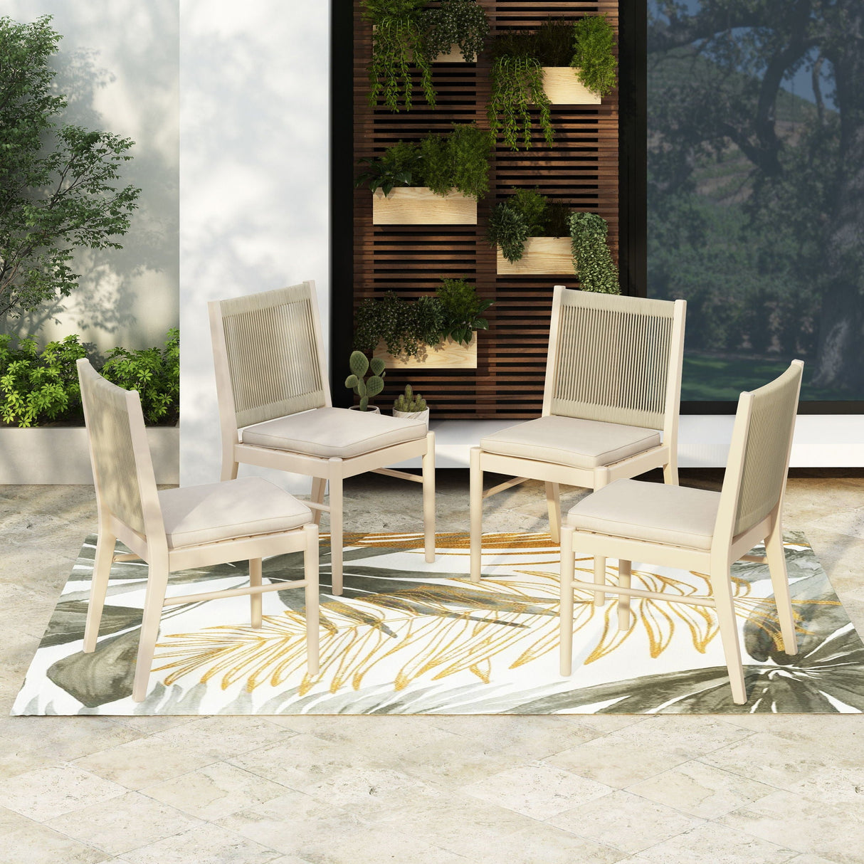 Cordoba - Dining Chair (Set of 2) Comfortable Armless Chairs - Beige