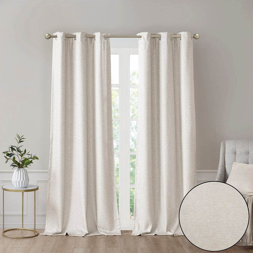 Tonal printed faux silk total blackout curtain panel pair(2 pcs window panels)