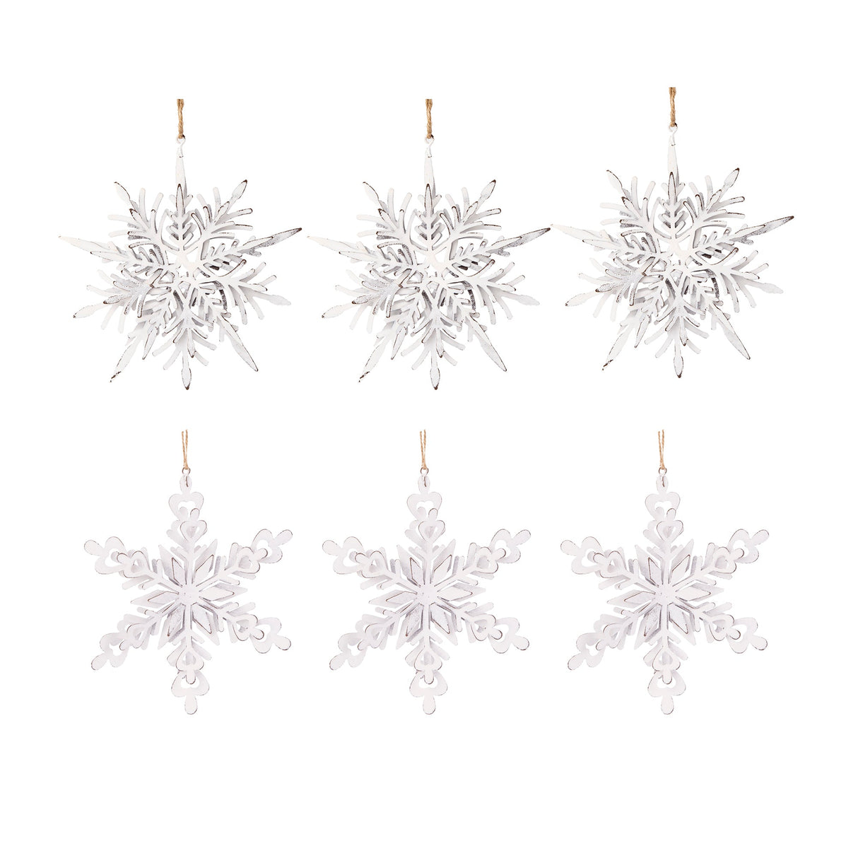 Set of 6 Iron Snowflake Hanger Christmas Tree Ornaments