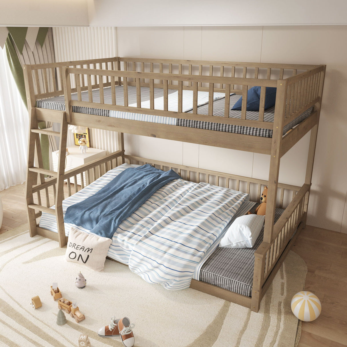 Bunk Bed With Ladder And Guardrails