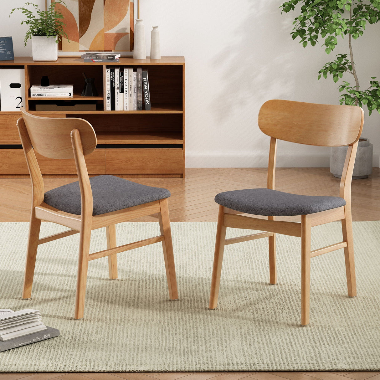 Brilliantine Dining Chair With Cushion and Wood Frame (Set of 2)