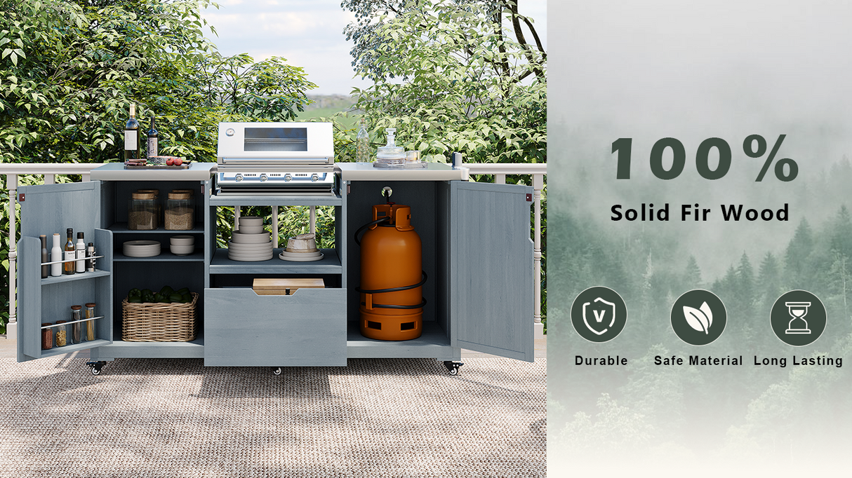 K&K 66.5" Outdoor Kitchen Island for Big Green Egg Grills